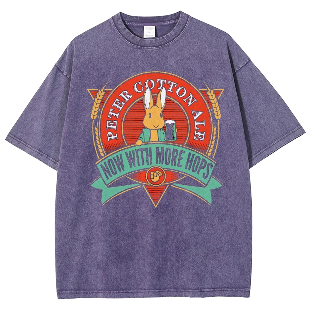 Beer Bunny Graphic Washed T-Shirt 