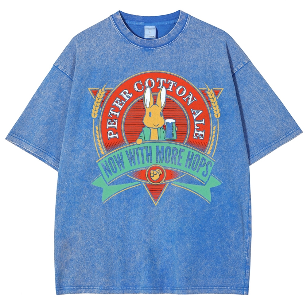 Beer Bunny Graphic Washed T-Shirt 