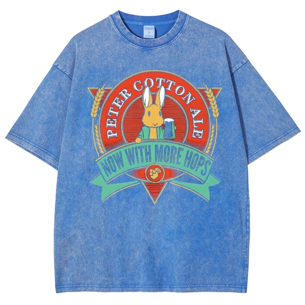 Beer Bunny Graphic Washed T-Shirt 