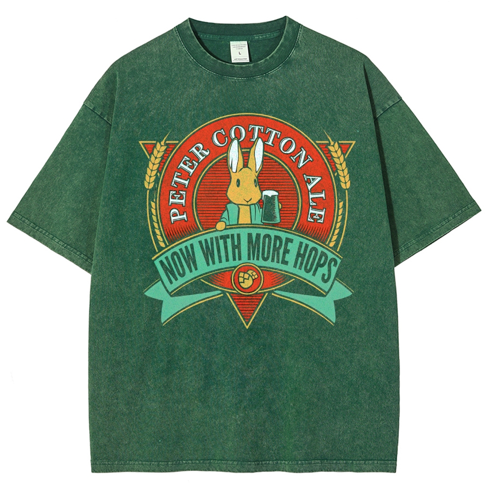 Beer Bunny Graphic Washed T-Shirt 