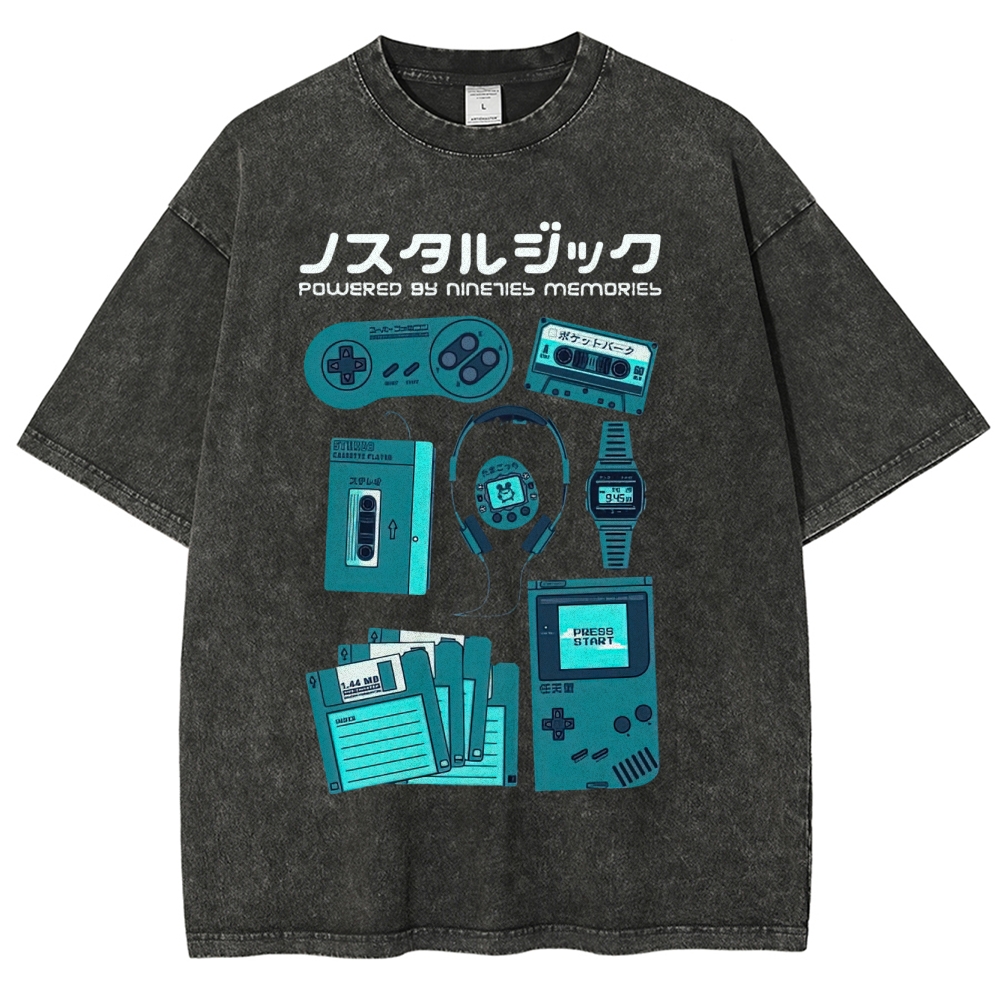 Retro Gaming, Cassette & Tech Memories Washed T-Shirt 