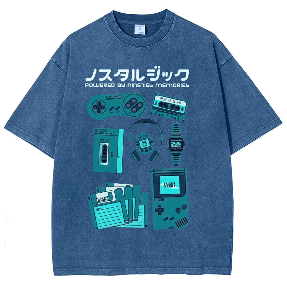 Retro Gaming, Cassette & Tech Memories Washed T-Shirt 