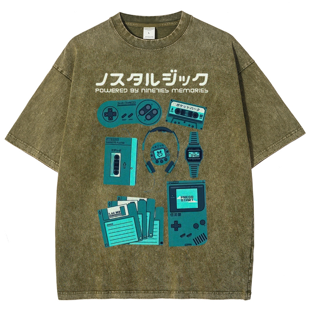 Retro Gaming, Cassette & Tech Memories Washed T-Shirt 