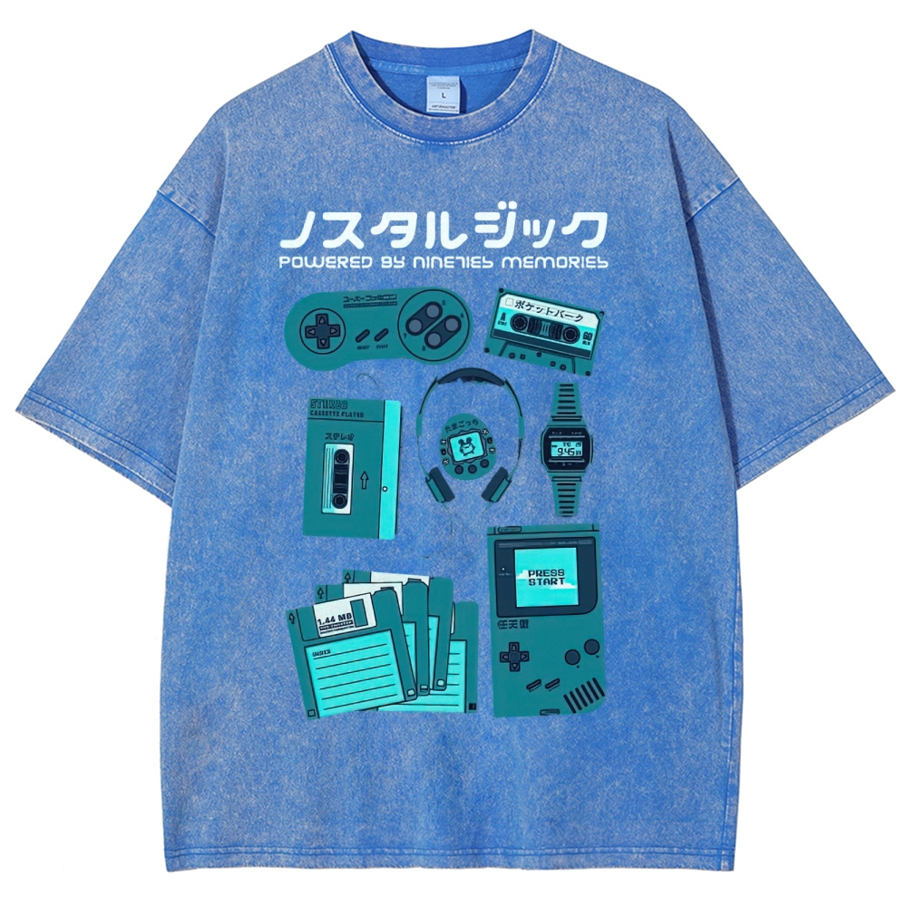Retro Gaming, Cassette & Tech Memories Washed T-Shirt 