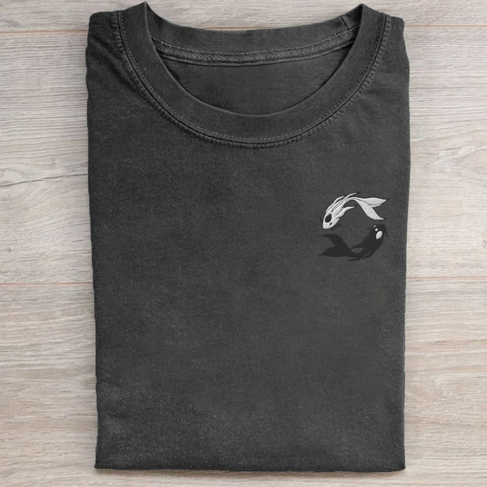 Embroidered Koi Washed Tee 