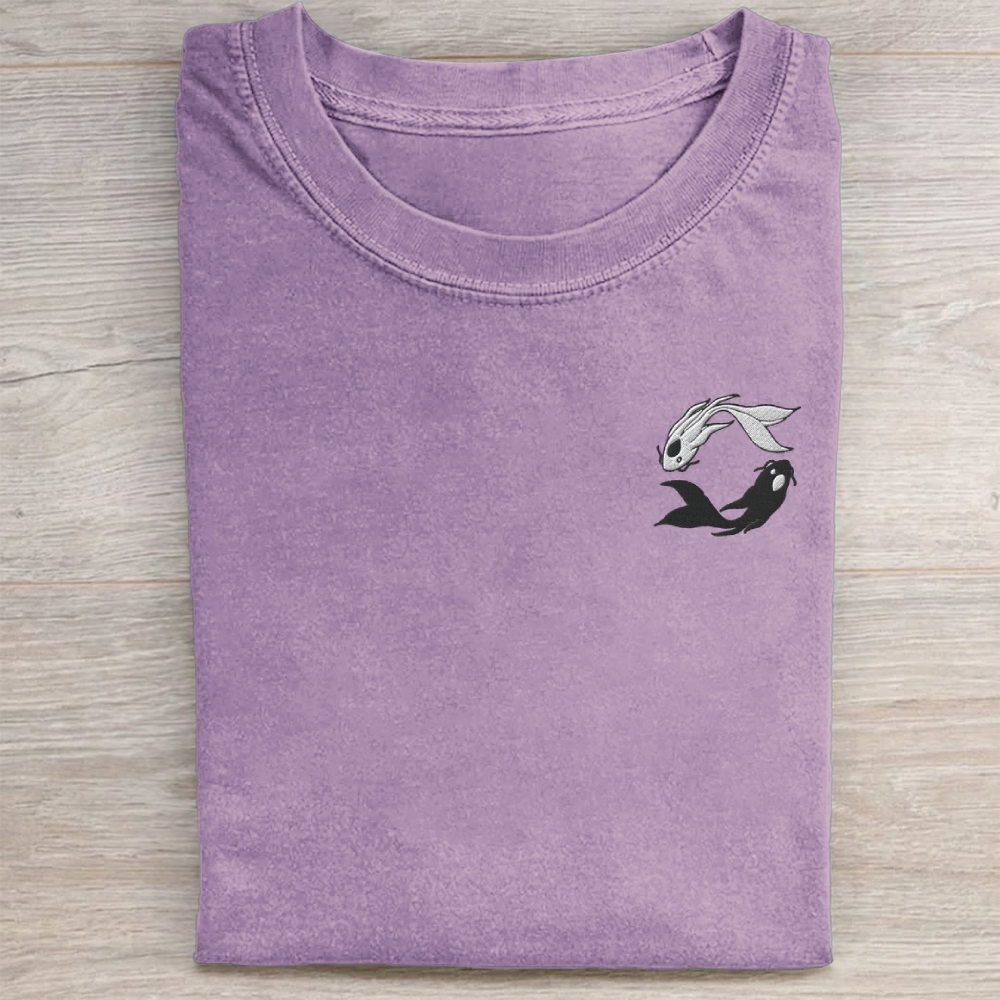 Embroidered Koi Washed Tee 