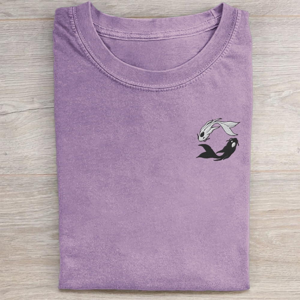 Embroidered Koi Washed Tee 