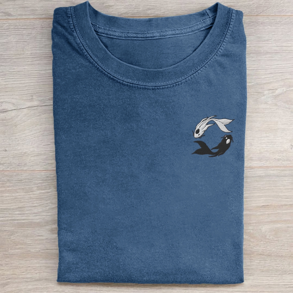 Embroidered Koi Washed Tee 