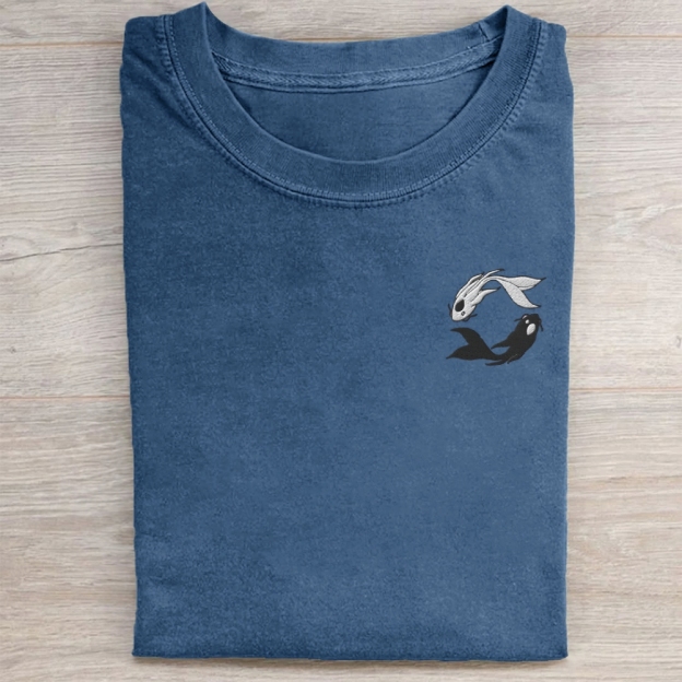 Embroidered Koi Washed Tee 