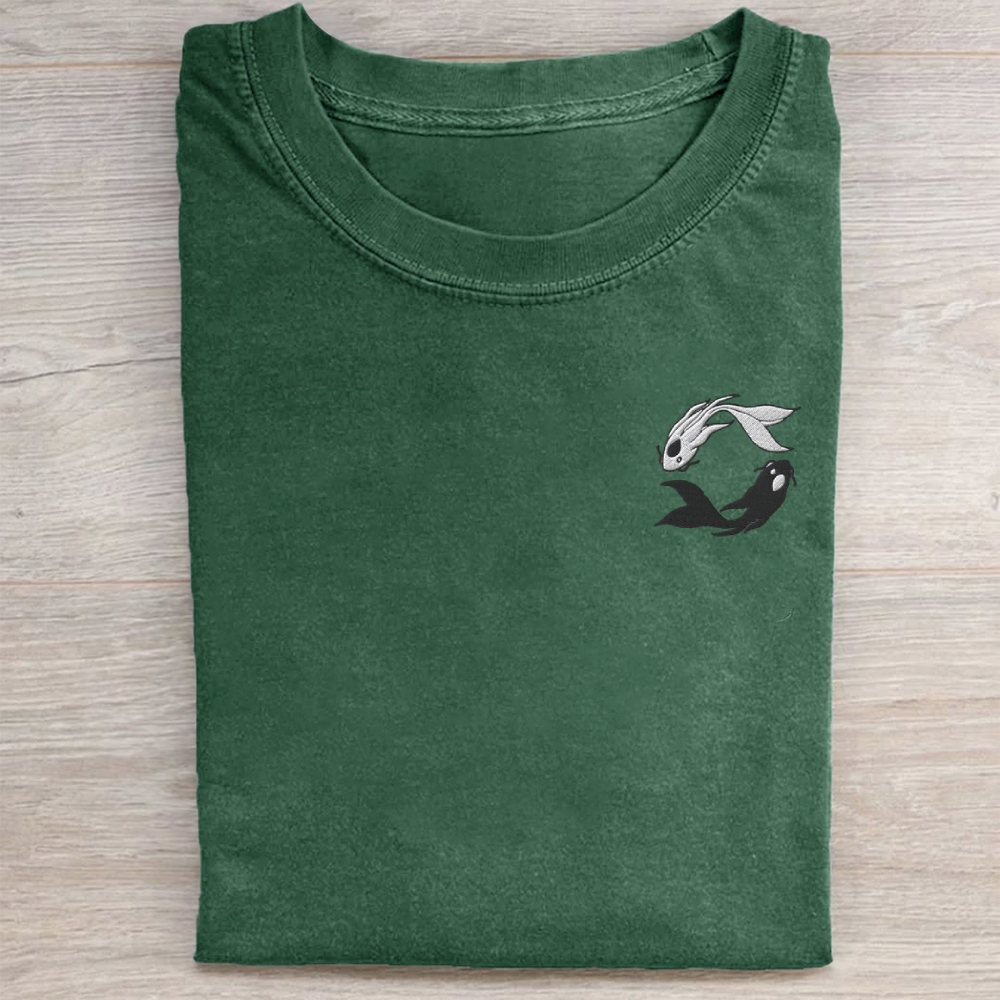 Embroidered Koi Washed Tee 
