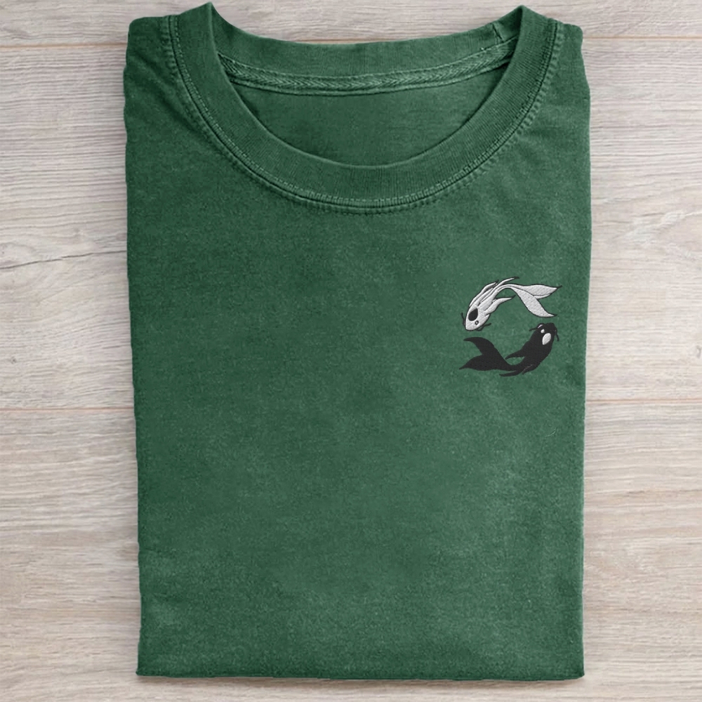 Embroidered Koi Washed Tee 