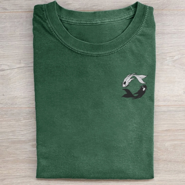 Embroidered Koi Washed Tee 