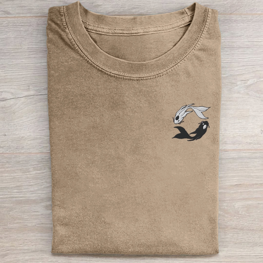Embroidered Koi Washed Tee 