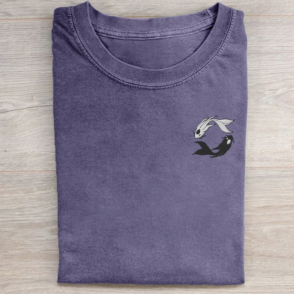 Embroidered Koi Washed Tee 