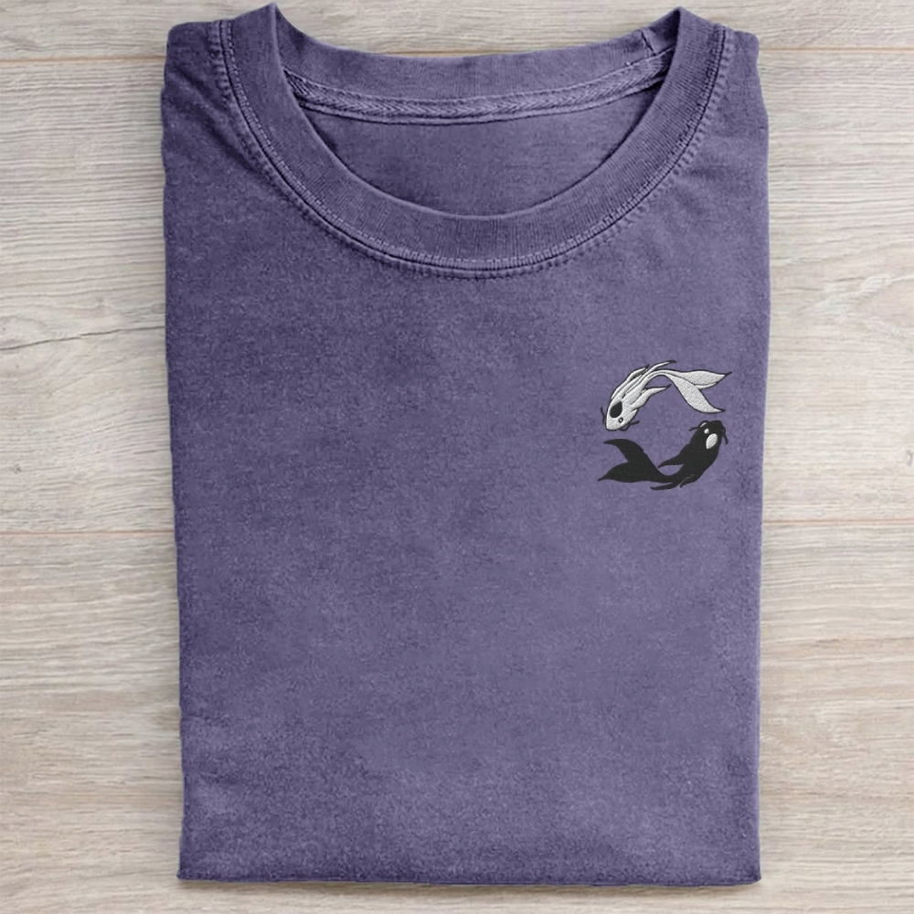 Embroidered Koi Washed Tee 