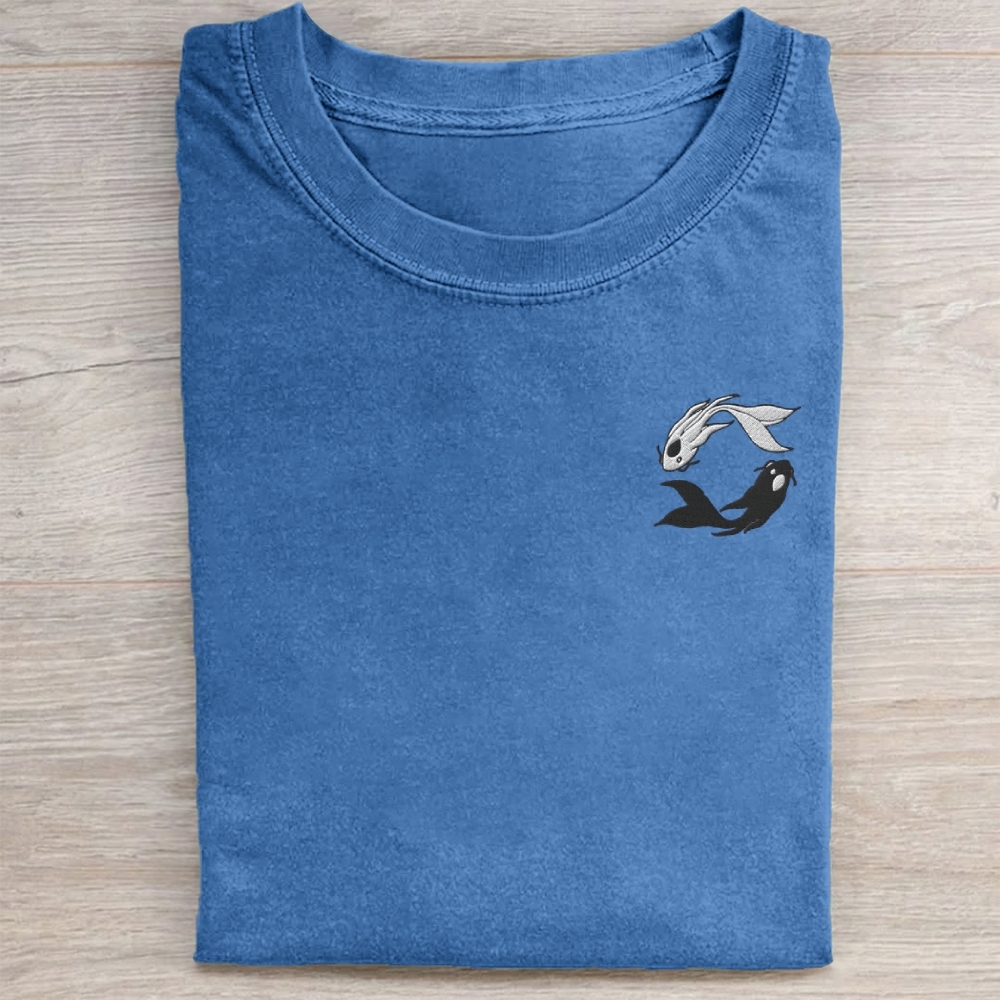 Embroidered Koi Washed Tee