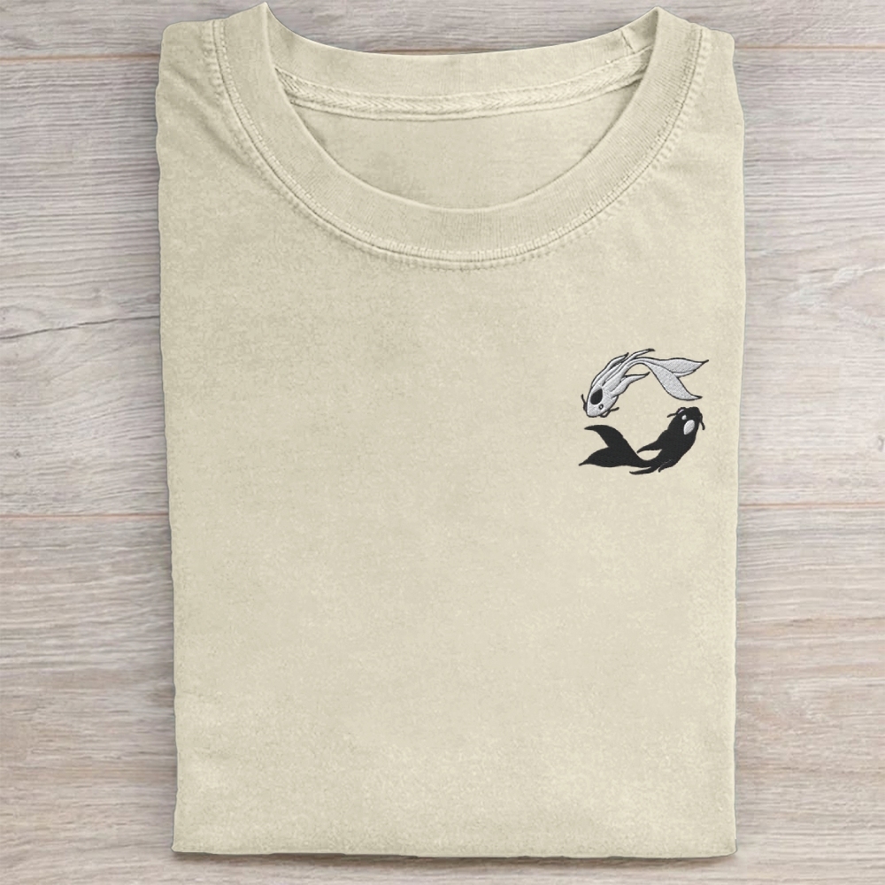 Embroidered Koi Washed Tee 