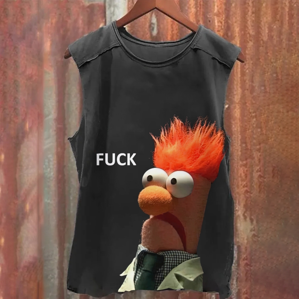"FUCK" Beaker Meme Cotton T-shirt Washed Tank Top