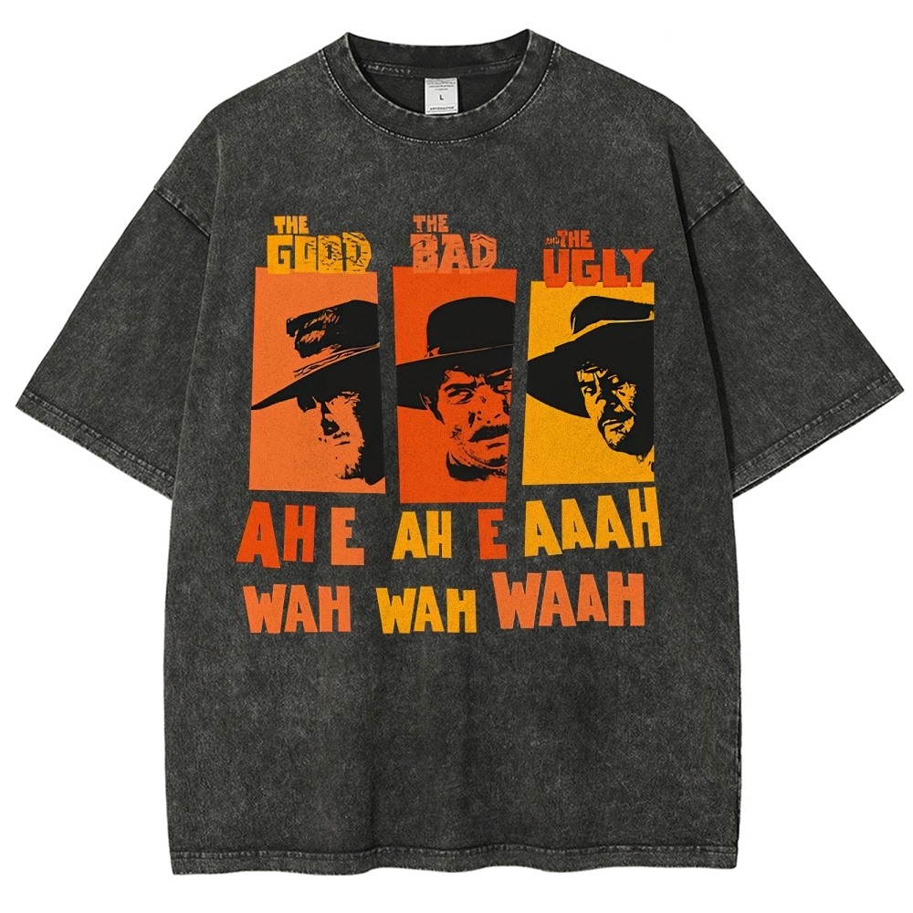 "The Good The Bad The Ugly" Western Theme Washed T-Shirt