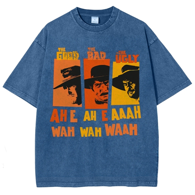 "The Good The Bad The Ugly" Western Theme Washed T-Shirt