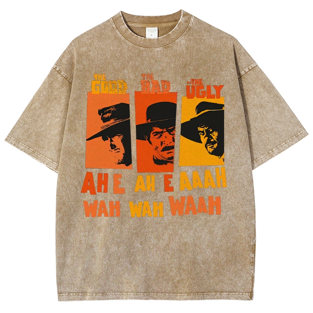 "The Good The Bad The Ugly" Western Theme Washed T-Shirt