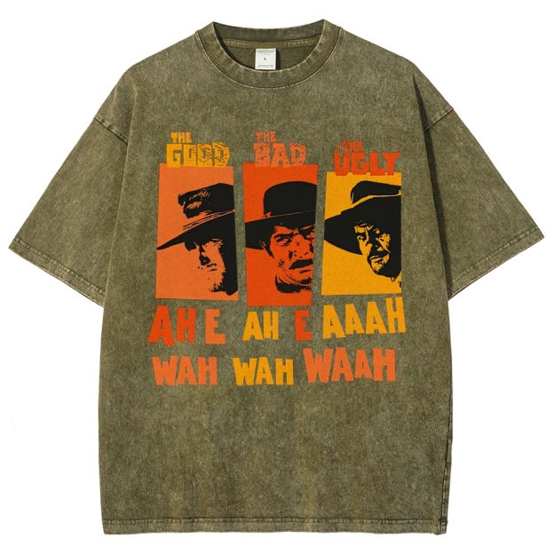 "The Good The Bad The Ugly" Western Theme Washed T-Shirt