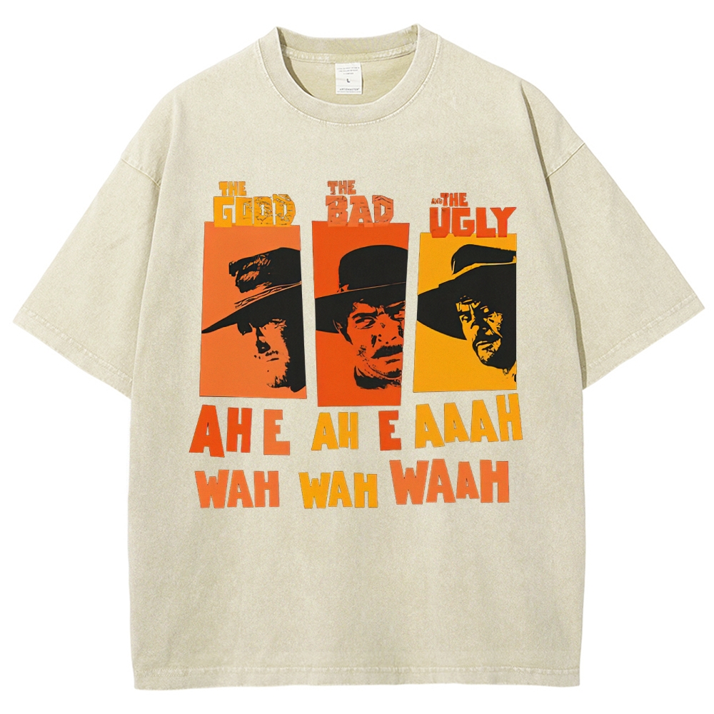 "The Good The Bad The Ugly" Western Theme Washed T-Shirt