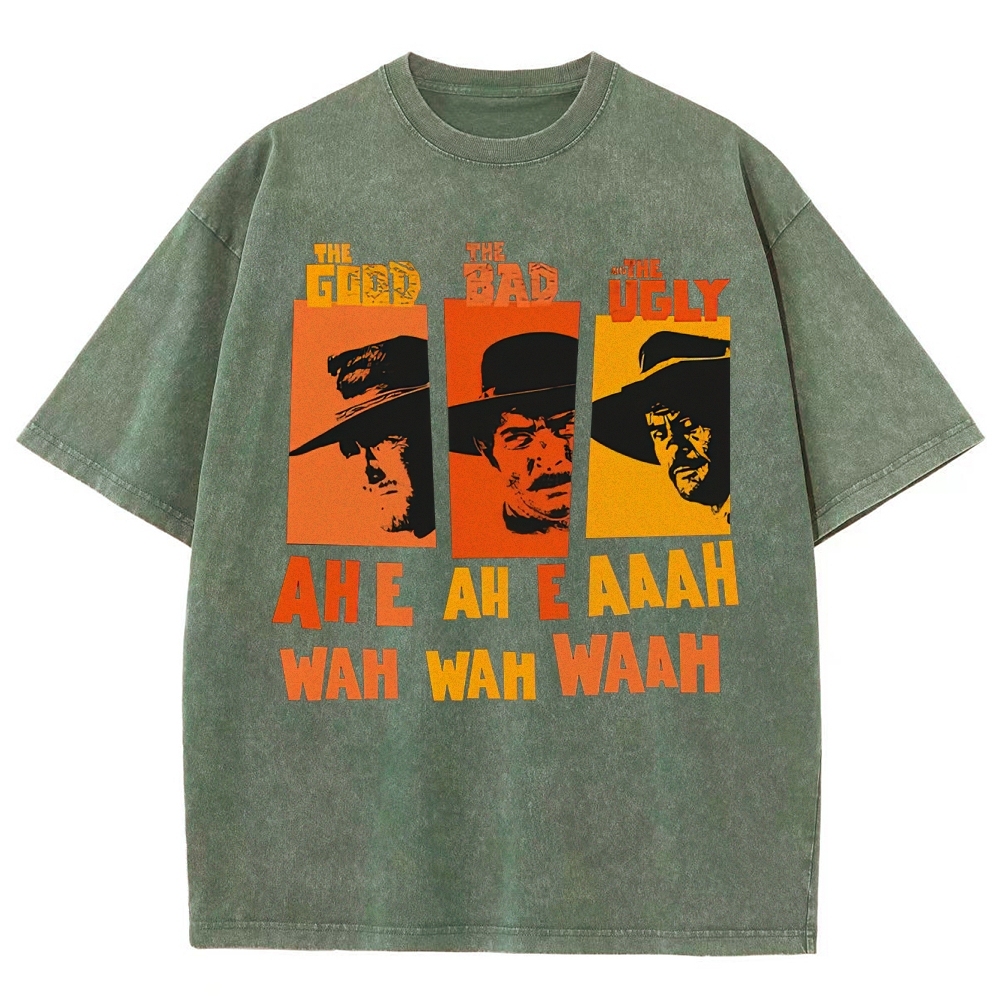 "The Good The Bad The Ugly" Western Theme Washed T-Shirt