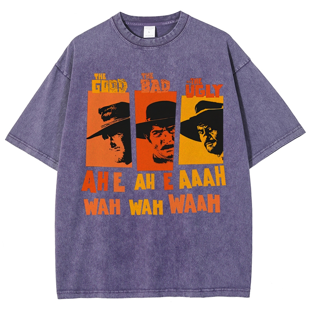 "The Good The Bad The Ugly" Western Theme Washed T-Shirt