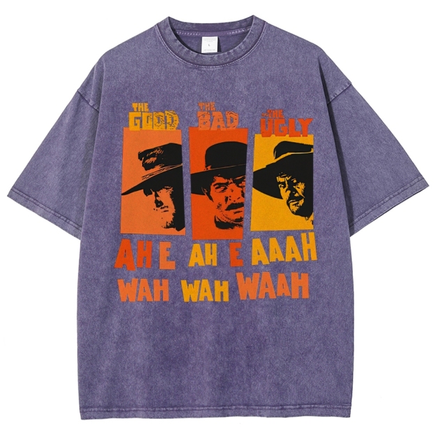 "The Good The Bad The Ugly" Western Theme Washed T-Shirt