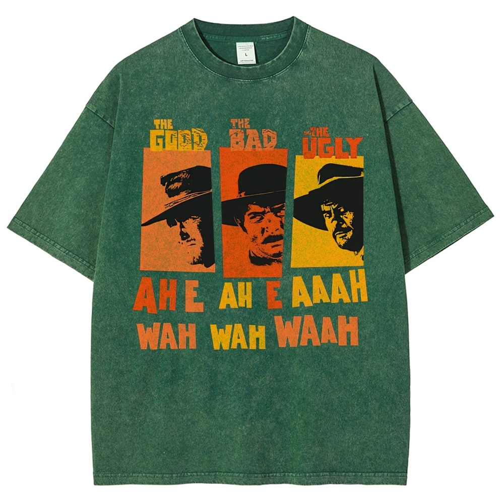 "The Good The Bad The Ugly" Western Theme Washed T-Shirt