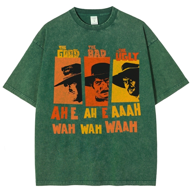 "The Good The Bad The Ugly" Western Theme Washed T-Shirt