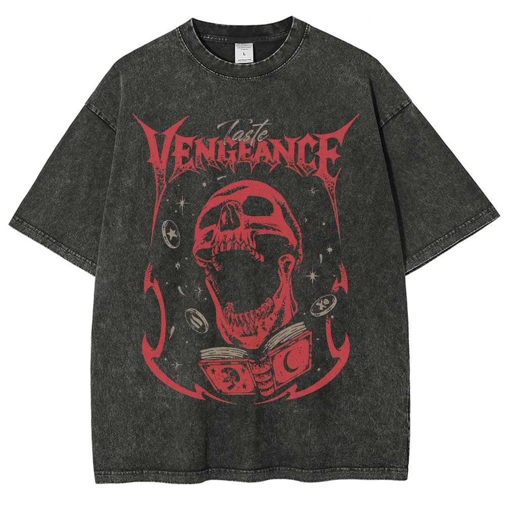 Gothic Skull Graphic Washed T-Shirt 