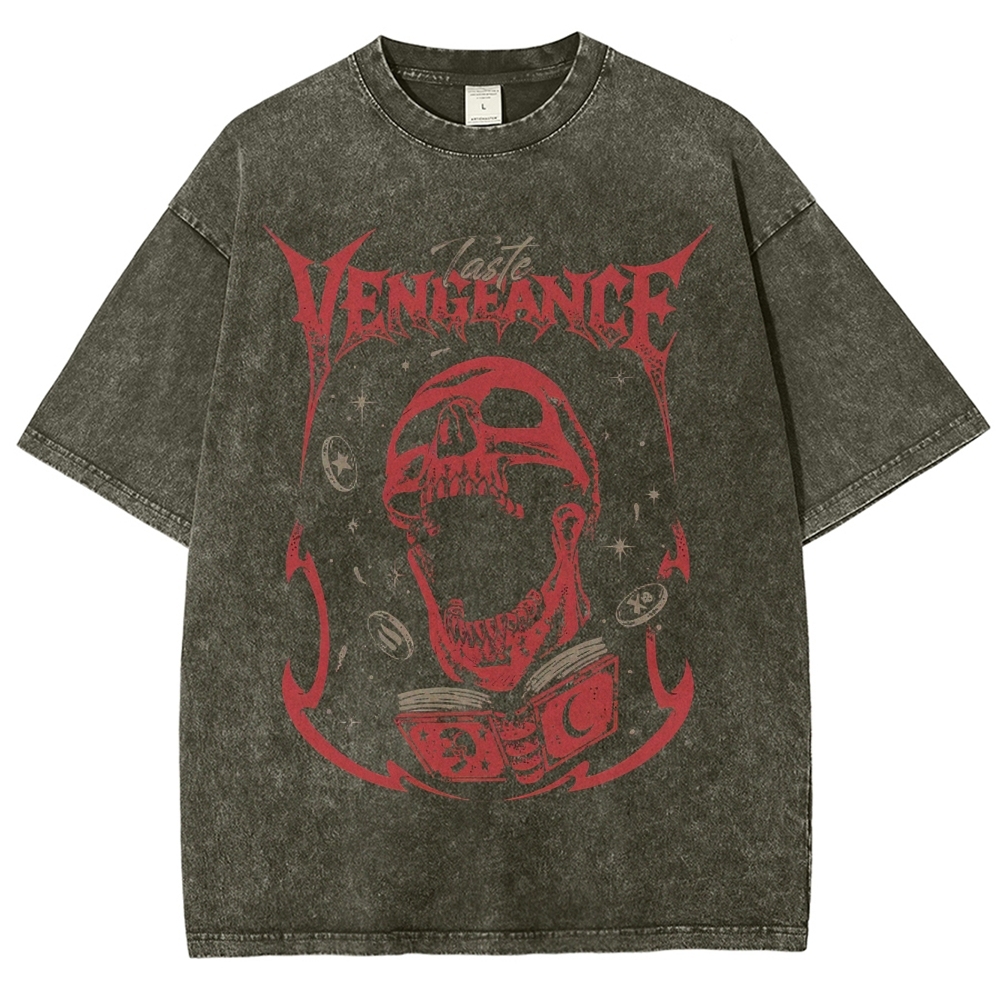 Gothic Skull Graphic Washed T-Shirt 