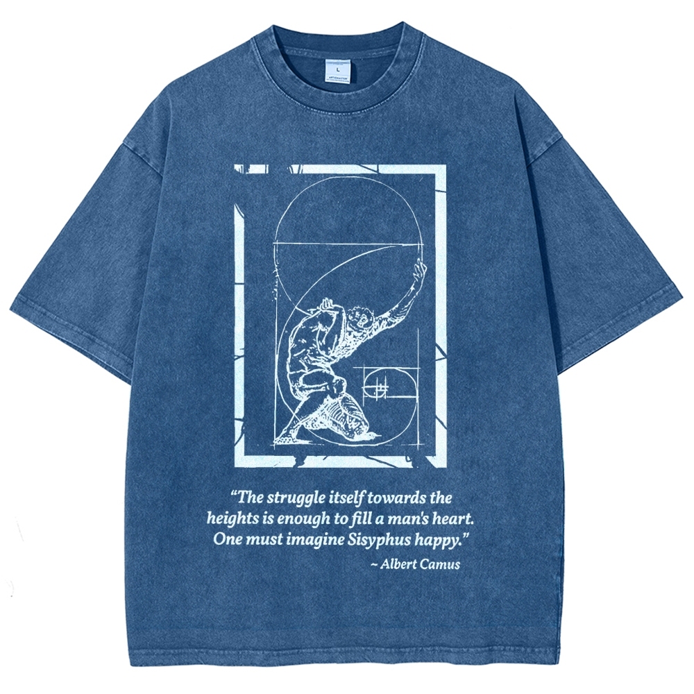 Mythology & Geometry Design Washed T-Shirt 