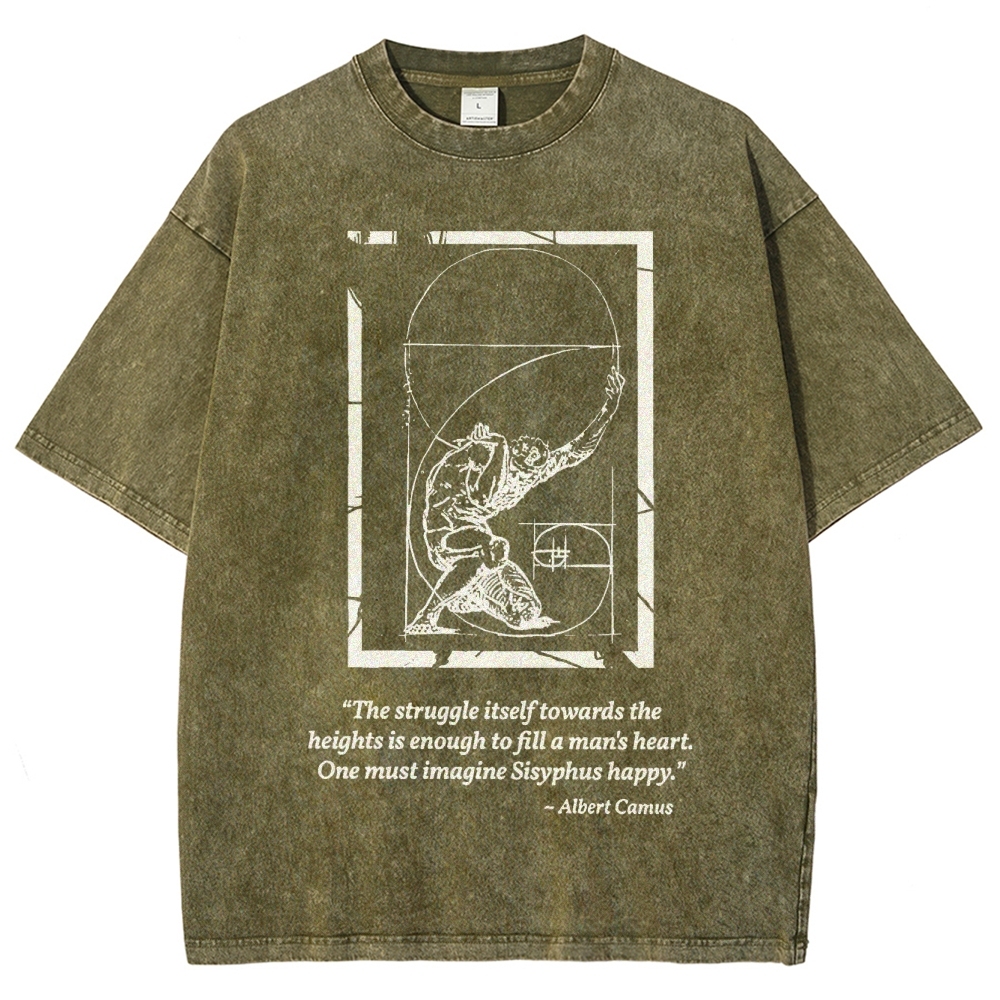 Mythology & Geometry Design Washed T-Shirt