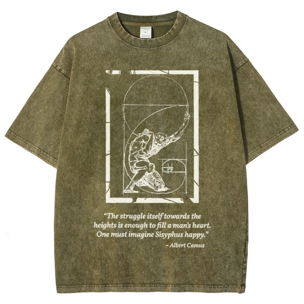 Mythology & Geometry Design Washed T-Shirt 