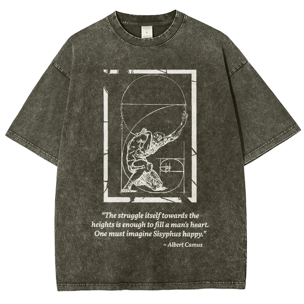 Mythology & Geometry Design Washed T-Shirt 