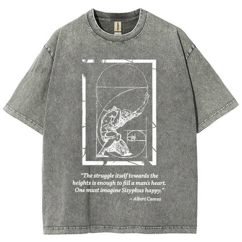 Mythology & Geometry Design Washed T-Shirt 