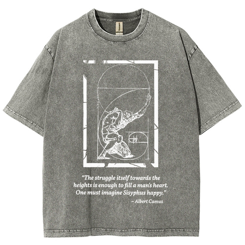 Mythology & Geometry Design Washed T-Shirt 