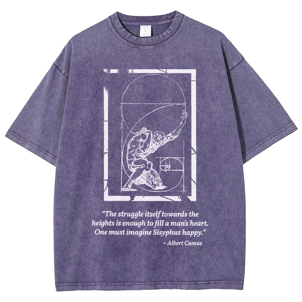 Mythology & Geometry Design Washed T-Shirt 