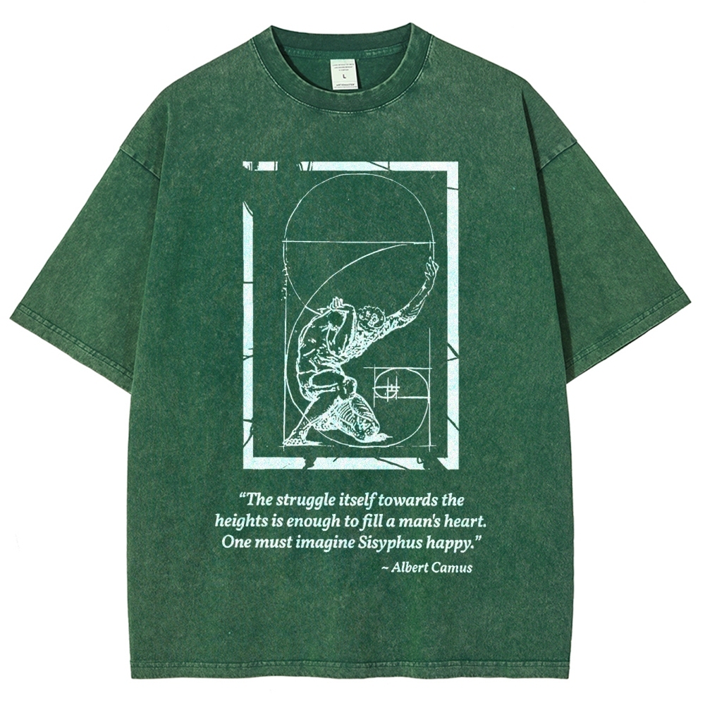 Mythology & Geometry Design Washed T-Shirt 