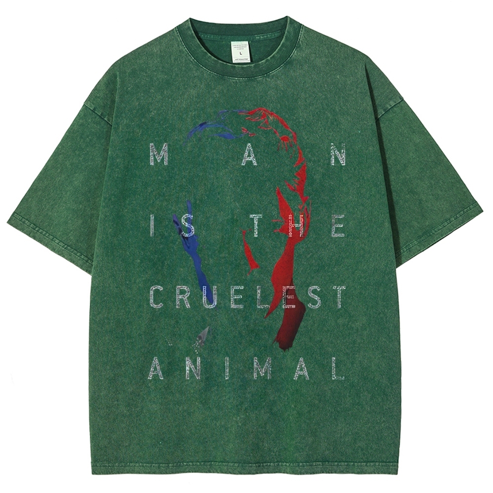 Man Is the Cruelest Animal Washed T-Shirt 