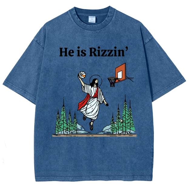 "He is Rizzin'" Basketball Meme Washed T-Shirt