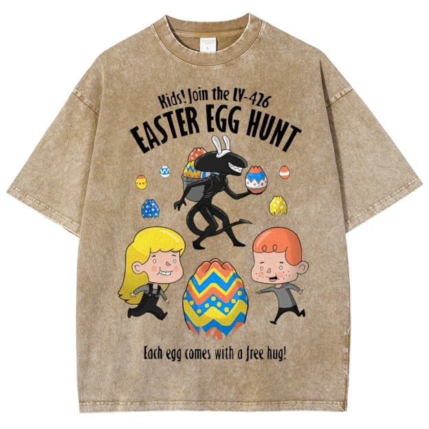 "LV-426 Easter Egg Hunt" Sci-Fi Parody Washed T-Shirt