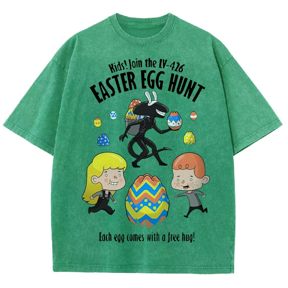 "LV-426 Easter Egg Hunt" Sci-Fi Parody Washed T-Shirt