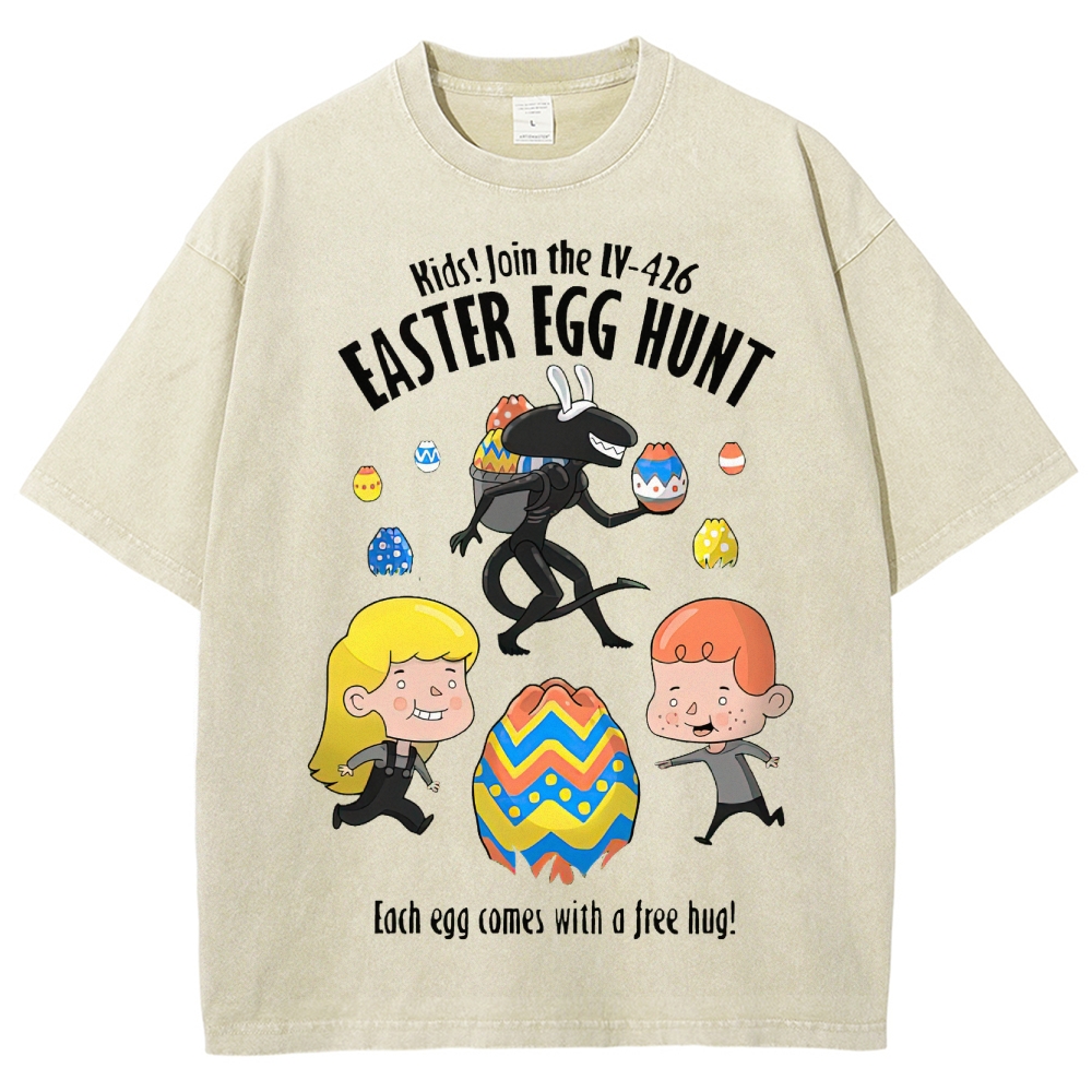 "LV-426 Easter Egg Hunt" Sci-Fi Parody Washed T-Shirt