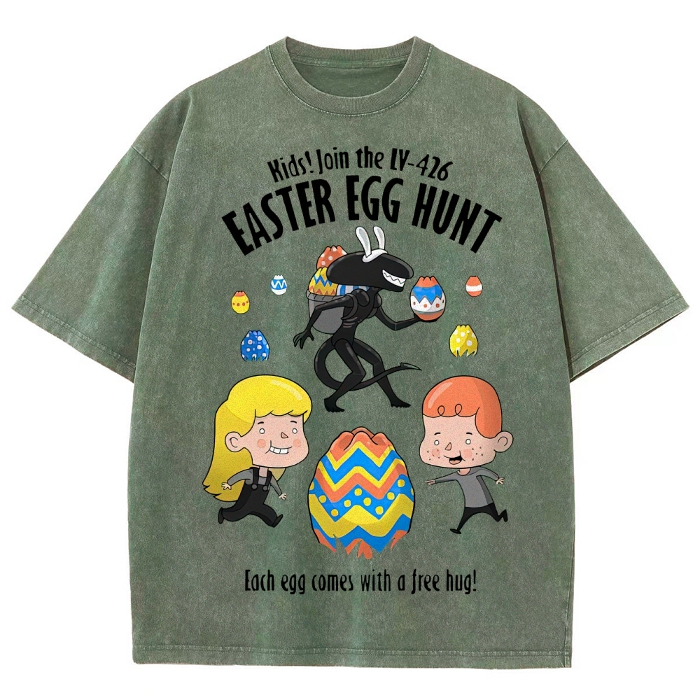 "LV-426 Easter Egg Hunt" Sci-Fi Parody Washed T-Shirt