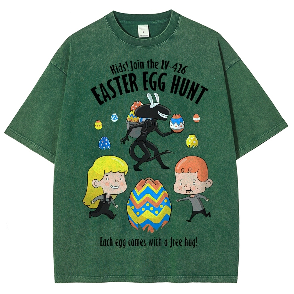 "LV-426 Easter Egg Hunt" Sci-Fi Parody Washed T-Shirt