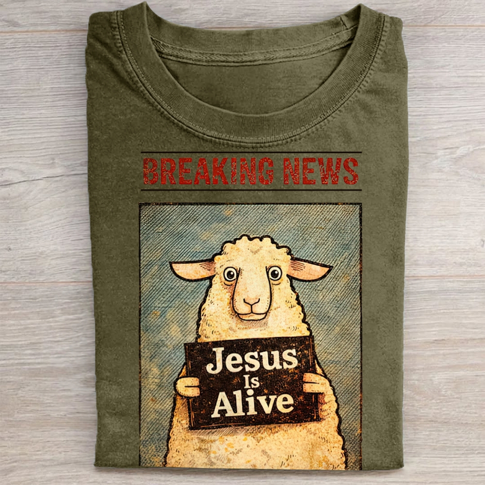 Jesus Is Alive Christian Washed Tee 